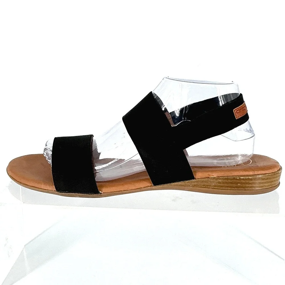 Andre Assous Size 11 Featherweights‎ Black Strap Flat Sandals Spain Nigella